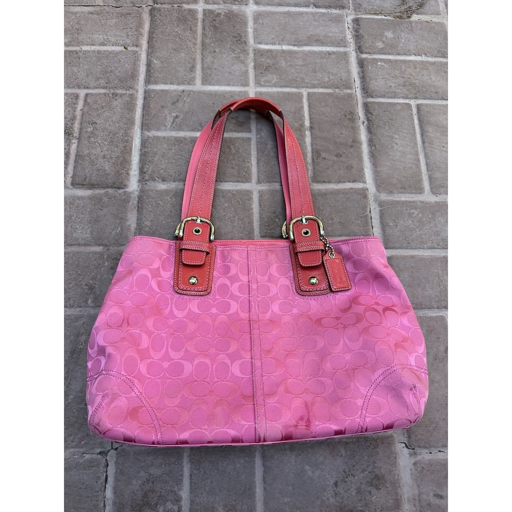 Vintage Coach Barbie Pink Signature Soho Tote Bag F13118 Y2K Barbiecore Monogram